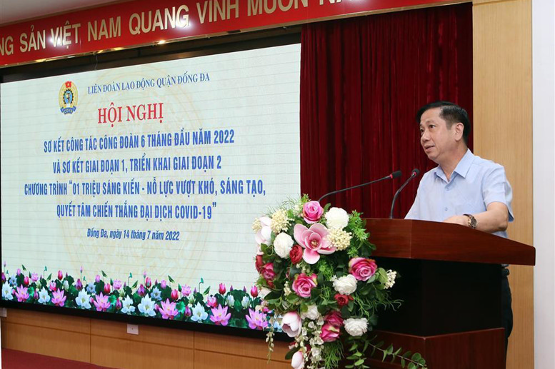 Đ.c Phạm Bá Vĩnh -Phó Chủ tịch Liên Đoàn Lao Động Thành Phố Hà Nội phát biểu chỉ đạo
